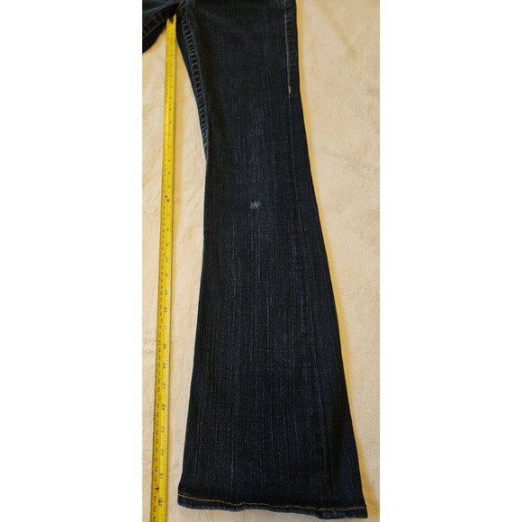 True Religion Joey Women's 29 Bootcut Gold Foil Flap Pocket Blue Jeans - Picture 12 of 15